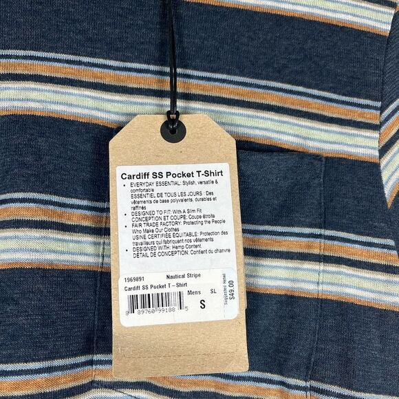 Prana Cardiff short sleeves shirt with chest pocket Nautical Stripe size small - Picture 5 of 11